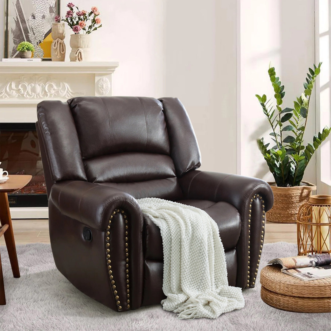Chemika 40.9'' W Classic Super Soft Padding And Oversize Manual Recliner With Rivets